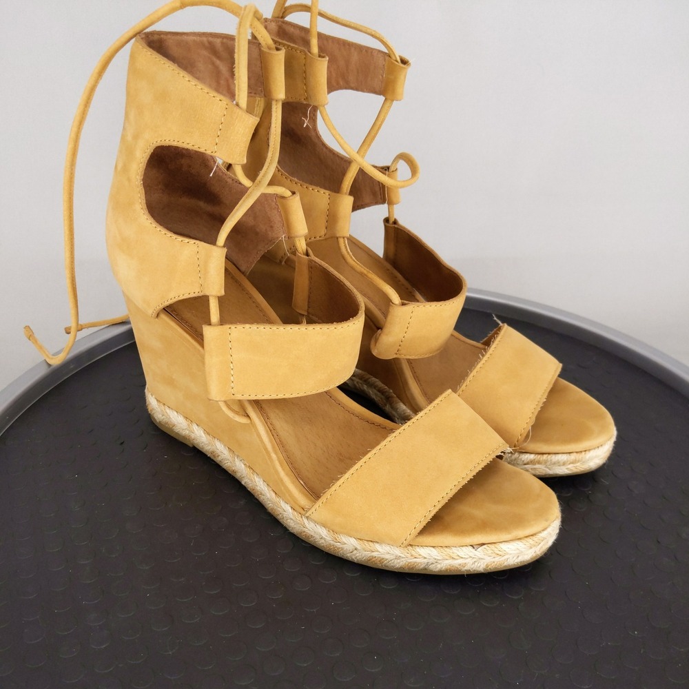 Frye Roberta Ghillie Wedge Sandals Suede Lace Up Strappy Espadrille Gladiator 9M